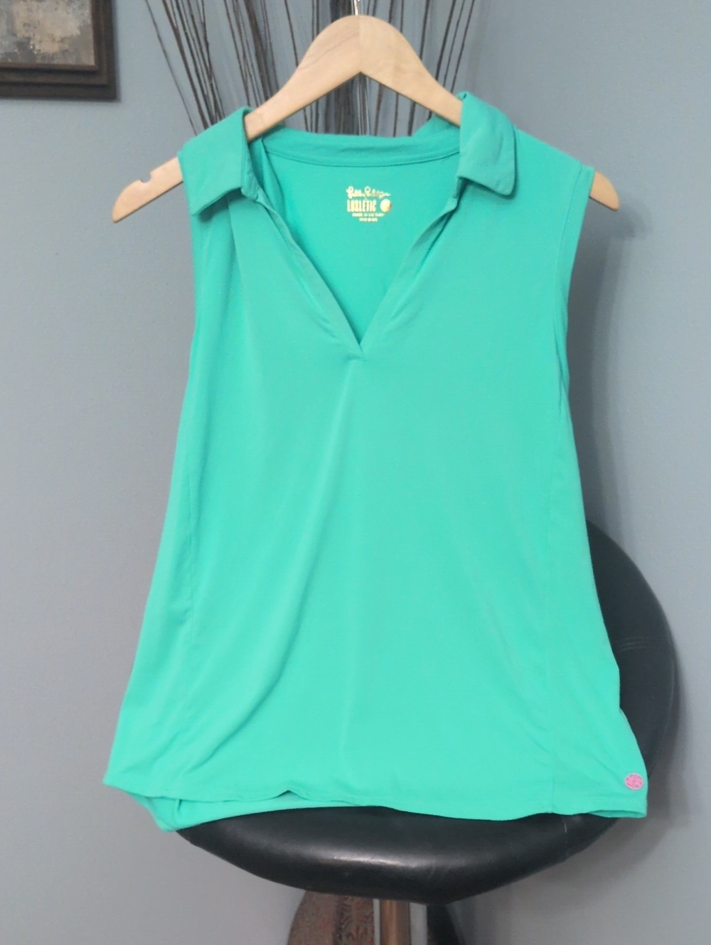 Lilly Pulitzer UPF 50+ Luxletic Alister Polo Sleeveless V-Neck Tank - Teal